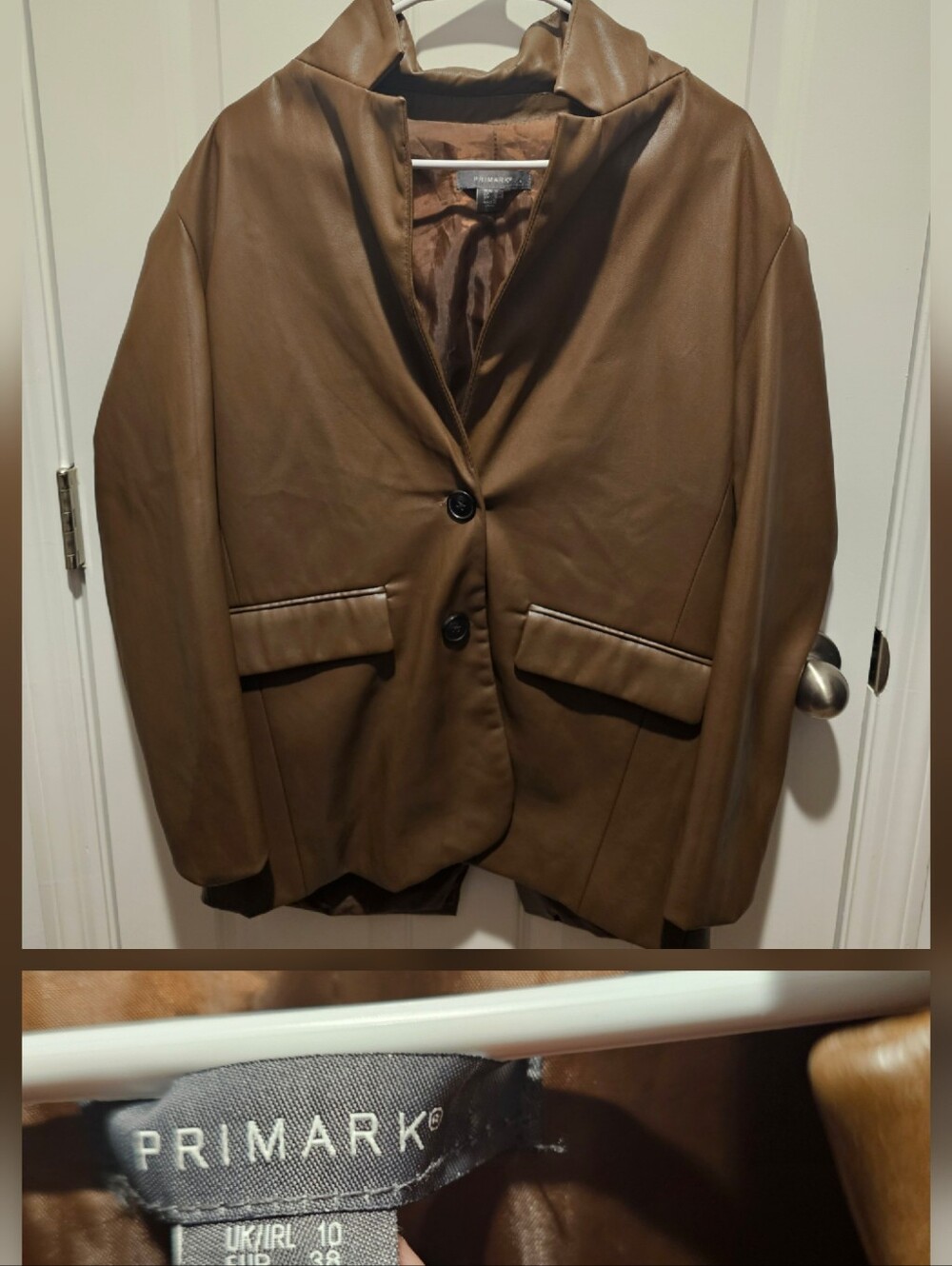 Primark Brown Faux Leather Blazer Jacket